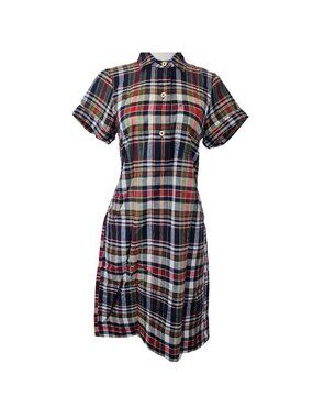 J.Crew Plaid Shirt Dress Women XXS Shift Multicolor Short Sleeve Button Front